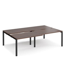 Adapt sliding top double back to back desks 2400mm x 1600mm - black frame, walnut top
