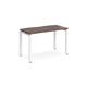 Adapt single desk 1200mm x 600mm - white frame, walnut top