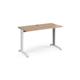 TR10 straight desk 1200mm x 600mm - white frame, beech top