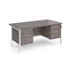 Maestro 25 straight desk 1600mm x 800mm with 2 and 3 drawer pedestals - white H-frame leg, grey oak top