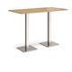 Brescia rectangular poseur table with flat square brushed steel bases 1600mm x 800mm - oak