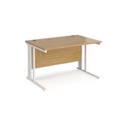 Maestro 25 straight desk 1200mm x 800mm - white cable managed leg frame, oak top