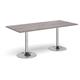 Genoa rectangular dining table with chrome trumpet base 1800mm x 800mm - grey oak