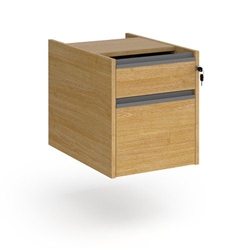 Contract 2 drawer fixed pedestal with graphite finger pull handles - oak