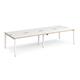 Adapt double back to back desks 3200mm x 1200mm - white frame, white top with oak edging
