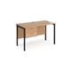 Maestro 25 straight desk 1200mm x 600mm with 2 drawer pedestal - black H-frame leg, beech top