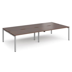 Adapt double back to back desks 3200mm x 1600mm - silver frame, walnut top