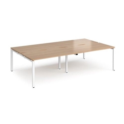 Adapt double back to back desks 2800mm x 1600mm - white frame, beech top