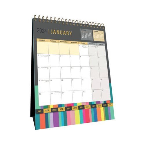 Collins Edge Rainbow Desk Calendar Month To View 2024 EDDC24 EDDC24
