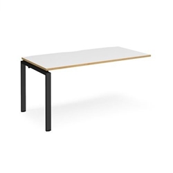 Adapt add on unit single 1600mm x 800mm - black frame, white top with oak edging