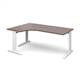 TR10 deluxe left hand ergonomic desk 1800mm - white frame, walnut top