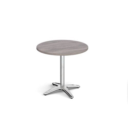 Roma circular dining table with 4 leg chrome base 800mm - grey oak
