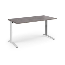 TR10 height settable straight desk 1600mm x 800mm - white frame, grey oak top