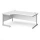 Contract 25 left hand ergonomic desk with silver cantilever leg 1800mm - white top