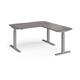 Elev8 Touch sit-stand desk 1400mm x 800mm with 800mm return desk - silver frame, grey oak top