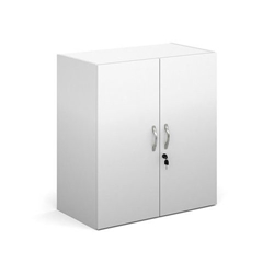 Contract double door cupboard 830mm high with 1 shelf - white