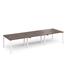 Adapt triple back to back desks 3600mm x 1200mm - white frame, walnut top