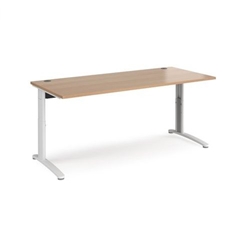 TR10 height settable straight desk 1800mm x 800mm - white frame, beech top