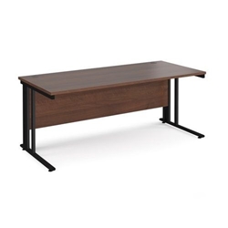 Maestro 25 straight desk 1800mm x 800mm - black cable managed leg frame, walnut top