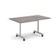 Rectangular fliptop meeting table with silver frame 1400mm x 800mm - grey oak