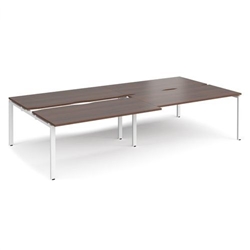 Adapt sliding top double back to back desks 3200mm x 1600mm - white frame, walnut top