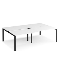 Adapt sliding top double back to back desks 2400mm x 1600mm - black frame, white top