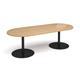 Eternal radial end boardroom table 2400mm x 1000mm - black base, oak top