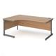 Contract 25 left hand ergonomic desk with graphite cantilever leg 1800mm - beech top