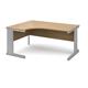 Vivo left hand ergonomic desk 1600mm - silver frame, oak top