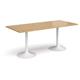 Genoa rectangular dining table with white trumpet base 1800mm x 800mm - oak