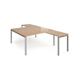 Adapt back to back desks 1600mm x 1600mm with 800mm return desks - silver frame, beech top