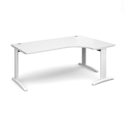 TR10 deluxe right hand ergonomic desk 1800mm - white frame, white top