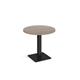 Brescia circular dining table with flat square black base 800mm - barcelona walnut