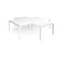 Adapt back to back 4 desk cluster 2800mm x 1600mm with 800mm return desks - white frame, white top