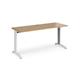 TR10 straight desk 1600mm x 600mm - white frame, oak top