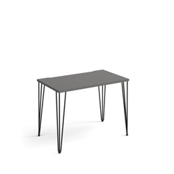 Tikal straight desk 1000mm x 600mm with hairpin legs - black legs, grey top