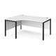 Maestro 25 left hand ergonomic desk 1600mm wide - black bench leg frame, white top