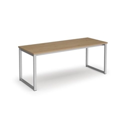 Otto benching solution dining table 1800mm wide - silver frame, kendal oak top