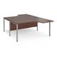 Maestro 25 back to back ergonomic desks 1600mm deep - silver bench leg frame, walnut top