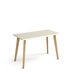 Giza straight desk 1200mm x 600mm with wooden legs - oak finish, white top