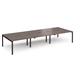 Adapt triple back to back desks 4200mm x 1600mm - black frame, walnut top