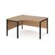Maestro 25 left hand ergonomic desk 1400mm wide - black bench leg frame, beech top