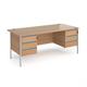 Contract 25 straight desk with 3 and 3 drawer pedestals and silver H-Frame leg 1800mm x 800mm - beech top