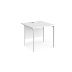 Maestro 25 straight desk 800mm x 800mm - white H-frame leg, white top