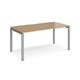 Adapt single desk 1600mm x 800mm - silver frame, oak top