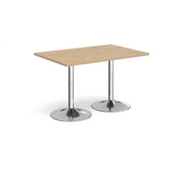 Genoa rectangular dining table with chrome trumpet base 1200mm x 800mm - kendal oak