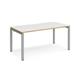 Adapt single desk 1600mm x 800mm - silver frame, white top with oak edging