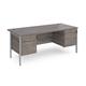 Maestro 25 straight desk 1800mm x 800mm with two x 2 drawer pedestals - silver H-frame leg, grey oak top