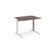 TR10 height settable straight desk 1000mm x 800mm - white frame, walnut top
