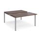 Adapt sliding top back to back desks 1400mm x 1600mm - silver frame, walnut top